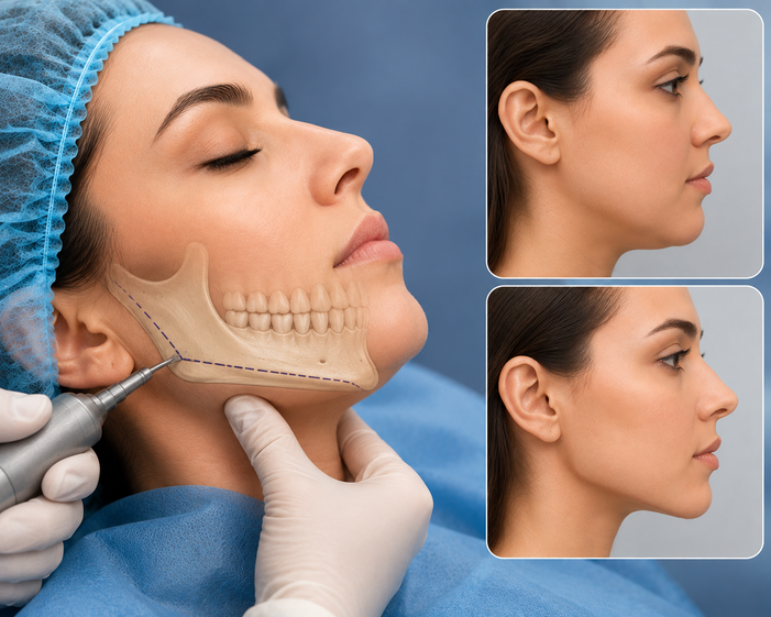 Surgeon consulting a patient about Jaw Bone Contouring